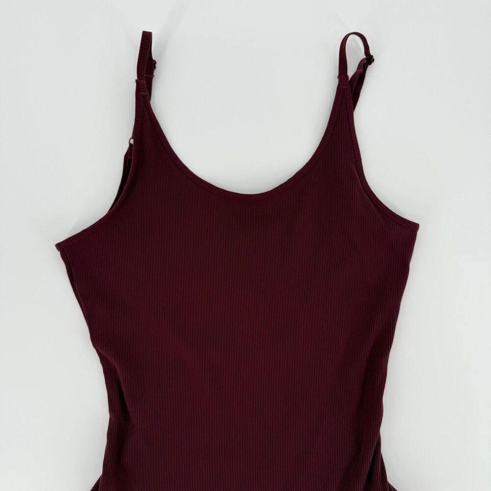 Outdoor Voices Superform Rib‎ Leotard Bodysuit Top Shiraz Burgundy Women Small - Picture 2 of 11